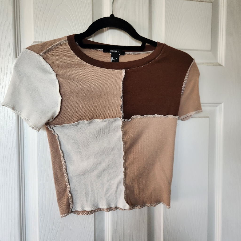 Brown Patch Crop Top